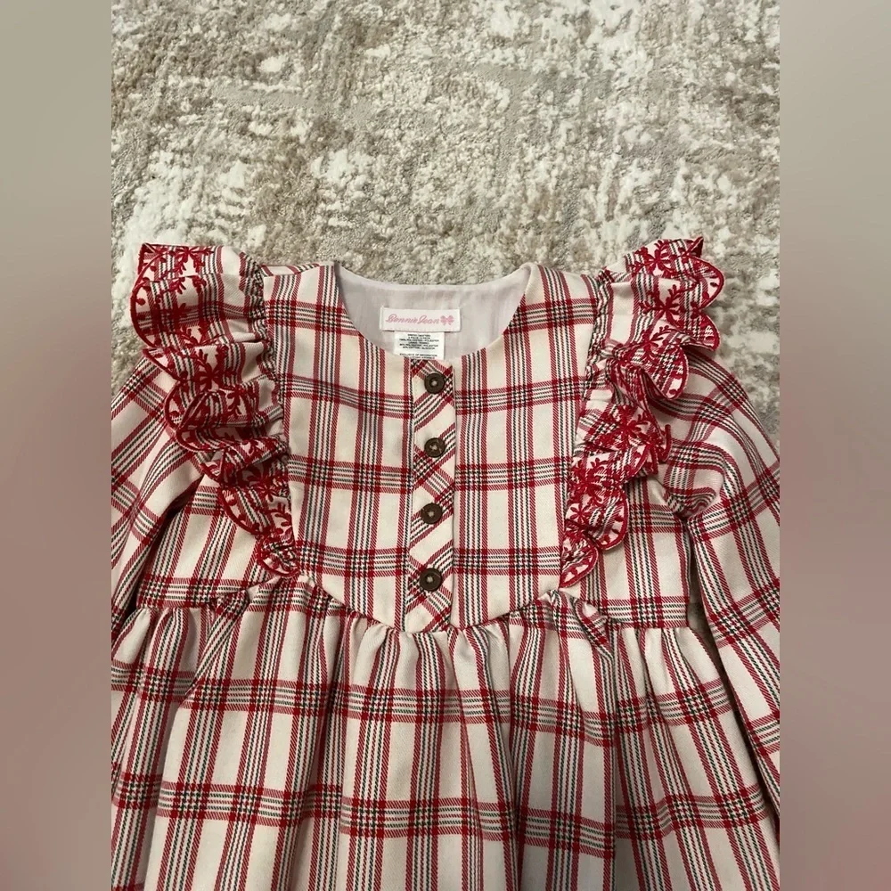 Bonnie Jean Red and White Plaid Dress with matching leggings size 6/6X-NWOT
